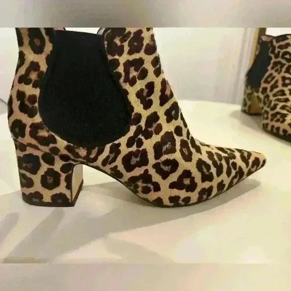 Zara Mob Wife Leopard Pony Hair Ankle Boots size